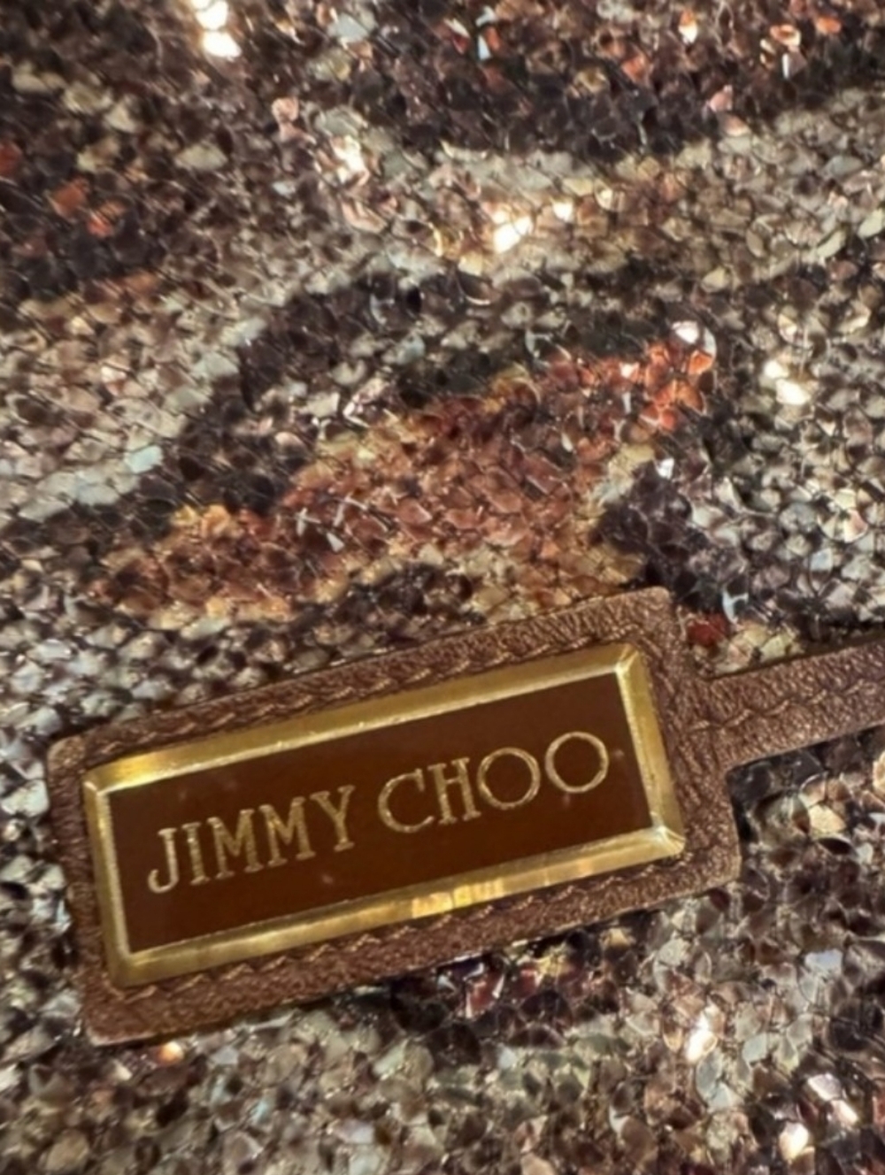 Jimmy Choo Sequined Python Snake Pattern Leather "Bea" Tote - Picture 2 of 11